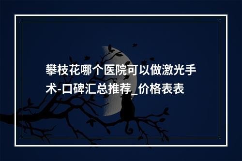 攀枝花哪个医院可以做激光手术-口碑汇总推荐_价格表表