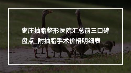 枣庄抽脂整形医院汇总前三口碑盘点_附抽脂手术价格明细表