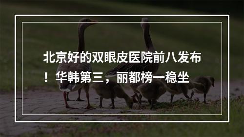 北京好的双眼皮医院前八发布！华韩第三，丽都榜一稳坐