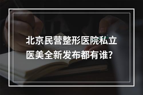 北京民营整形医院私立医美全新发布都有谁？