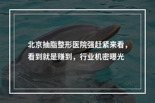 北京抽脂整形医院强赶紧来看，看到就是赚到，行业机密曝光