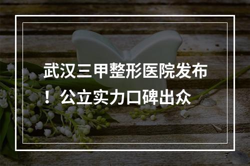 武汉三甲整形医院发布！公立实力口碑出众