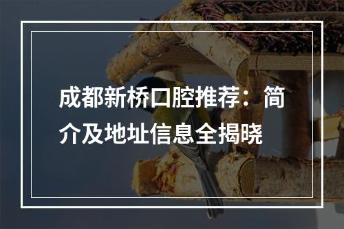 成都新桥口腔推荐：简介及地址信息全揭晓