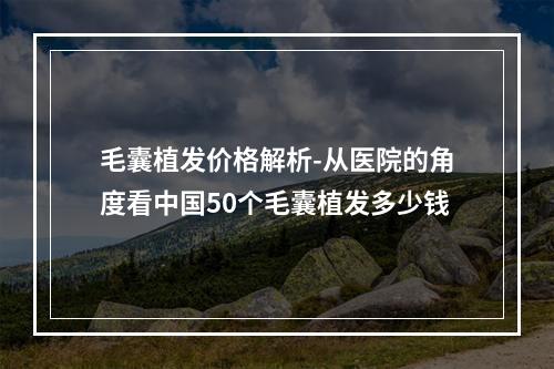 毛囊植发价格解析-从医院的角度看中国50个毛囊植发多少钱