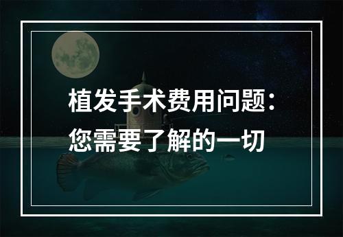 植发手术费用问题：您需要了解的一切