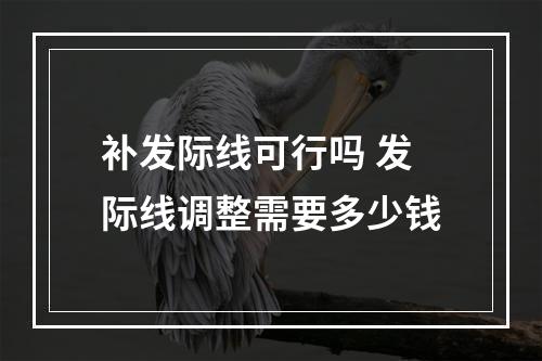 补发际线可行吗 发际线调整需要多少钱