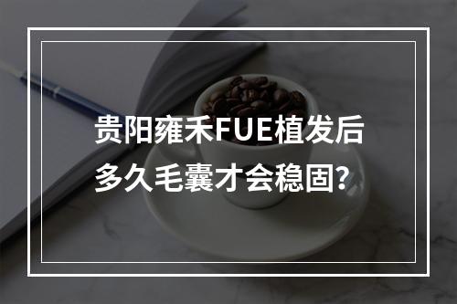 贵阳雍禾FUE植发后多久毛囊才会稳固？