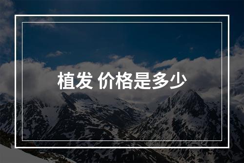 植发 价格是多少