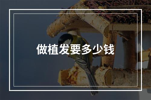 做植发要多少钱