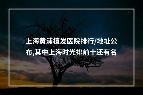 上海黄浦植发医院排行/地址公布,其中上海时光排前十还有名