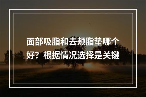 面部吸脂和去颊脂垫哪个好？根据情况选择是关键