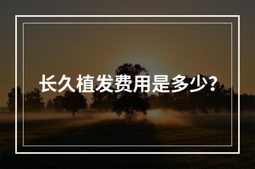 长久植发费用是多少？