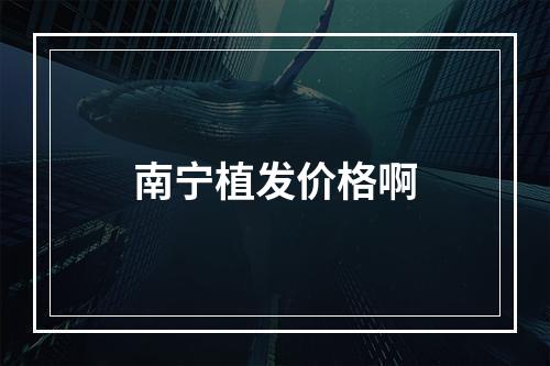 南宁植发价格啊