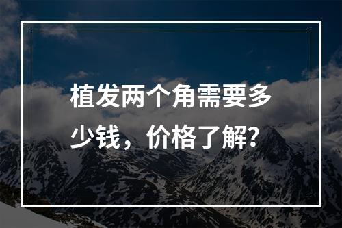 植发两个角需要多少钱，价格了解？