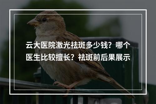 云大医院激光祛斑多少钱？哪个医生比较擅长？祛斑前后果展示