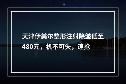 天津伊美尔整形注射除皱低至480元，机不可失，速抢