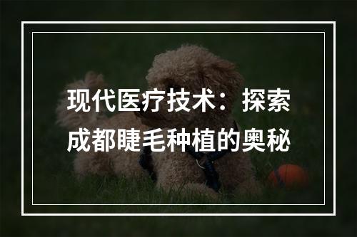 现代医疗技术：探索成都睫毛种植的奥秘