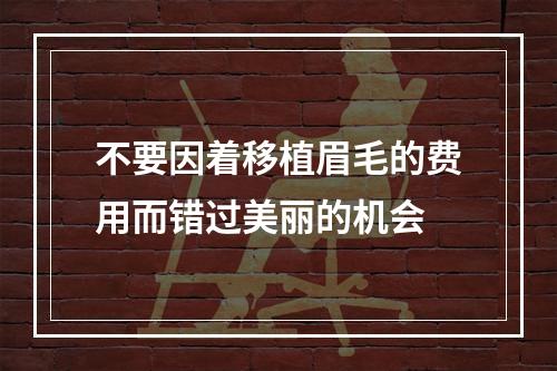 不要因着移植眉毛的费用而错过美丽的机会