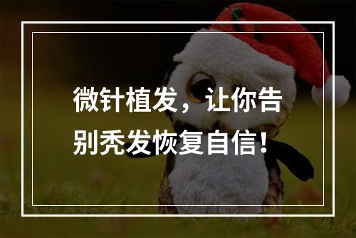 微针植发，让你告别秃发恢复自信！