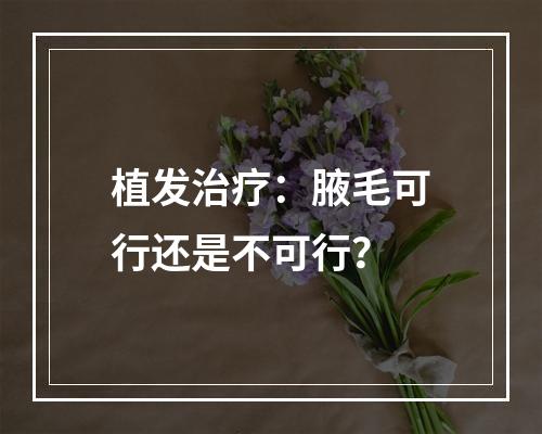 植发治疗：腋毛可行还是不可行？