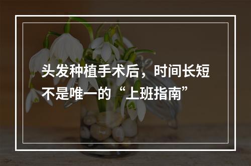 头发种植手术后，时间长短不是唯一的“上班指南”