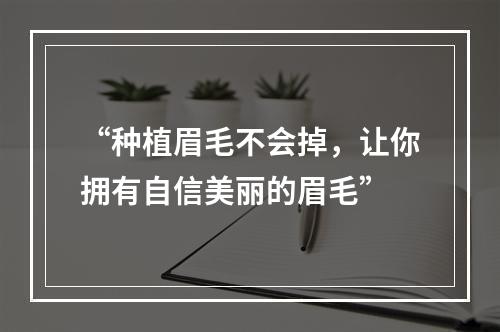 “种植眉毛不会掉，让你拥有自信美丽的眉毛”