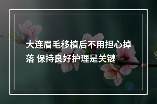 大连眉毛移植后不用担心掉落 保持良好护理是关键