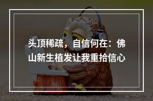 头顶稀疏，自信何在：佛山新生植发让我重拾信心