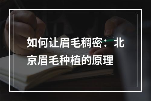 如何让眉毛稠密：北京眉毛种植的原理