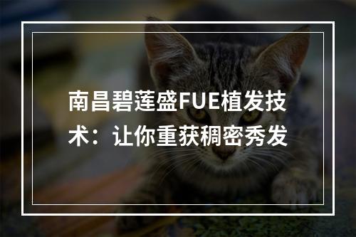 南昌碧莲盛FUE植发技术：让你重获稠密秀发