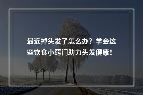 最近掉头发了怎么办？学会这些饮食小窍门助力头发健康！