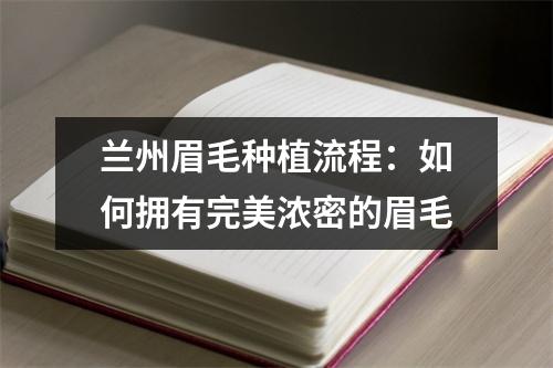 兰州眉毛种植流程：如何拥有完美浓密的眉毛