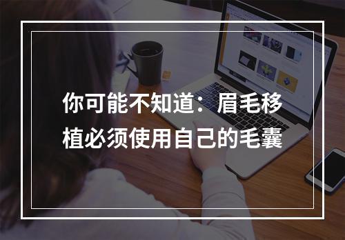 你可能不知道：眉毛移植必须使用自己的毛囊