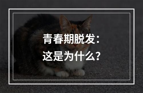 青春期脱发：这是为什么？