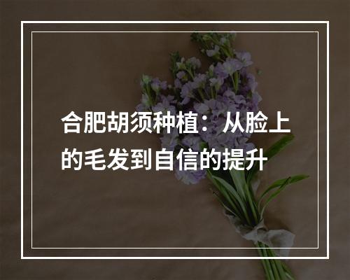 合肥胡须种植：从脸上的毛发到自信的提升