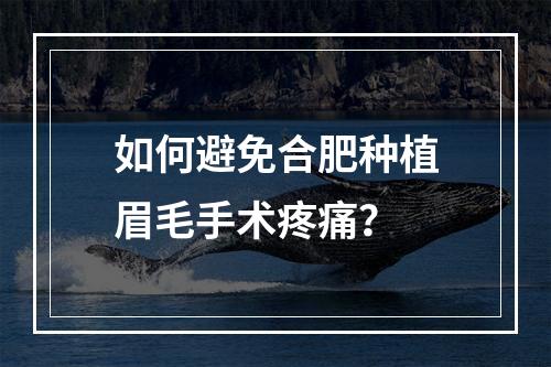 如何避免合肥种植眉毛手术疼痛？