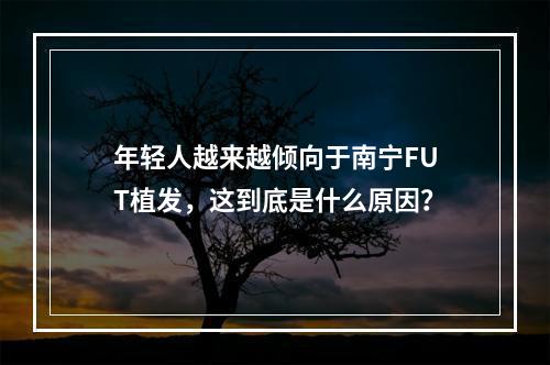 年轻人越来越倾向于南宁FUT植发，这到底是什么原因？