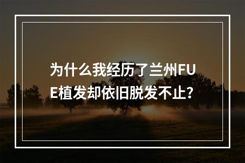 为什么我经历了兰州FUE植发却依旧脱发不止？