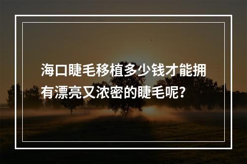 海口睫毛移植多少钱才能拥有漂亮又浓密的睫毛呢？