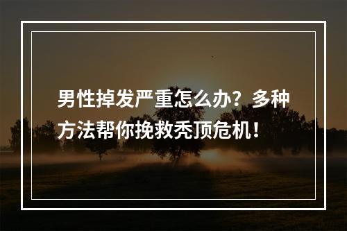 男性掉发严重怎么办？多种方法帮你挽救秃顶危机！