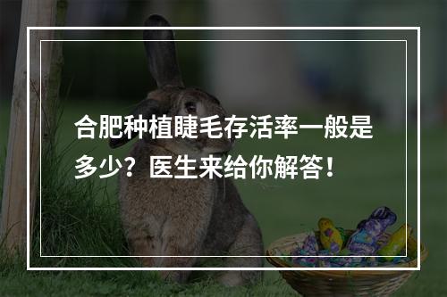 合肥种植睫毛存活率一般是多少？医生来给你解答！