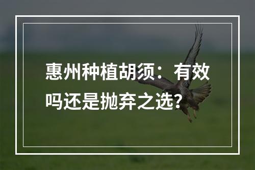 惠州种植胡须：有效吗还是抛弃之选？