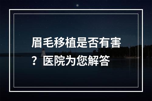 眉毛移植是否有害？医院为您解答