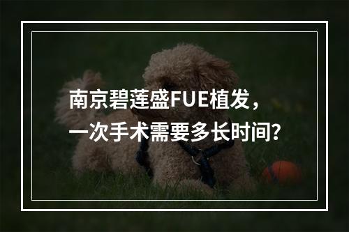 南京碧莲盛FUE植发，一次手术需要多长时间？