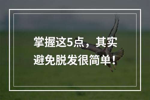 掌握这5点，其实避免脱发很简单！