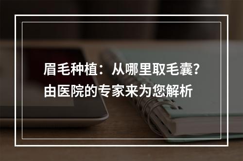 眉毛种植：从哪里取毛囊？由医院的专家来为您解析