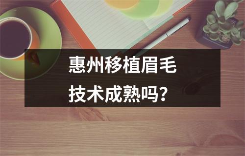 惠州移植眉毛技术成熟吗？