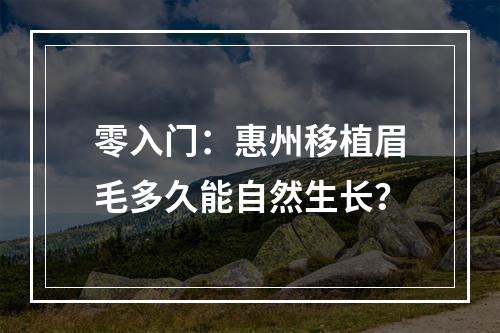 零入门：惠州移植眉毛多久能自然生长？