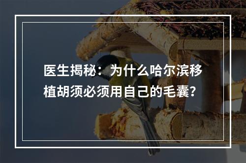 医生揭秘：为什么哈尔滨移植胡须必须用自己的毛囊？