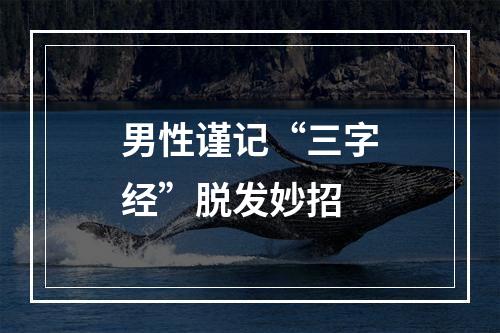 男性谨记“三字经”脱发妙招